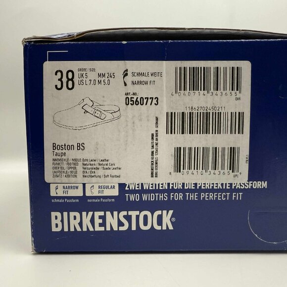 Birkenstock Boston Suede Soft Footbed Slip-Ons Clog Taupe Narrow fit - Picture 5 of 8